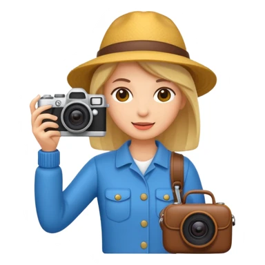 tourist woman holding camera sticker