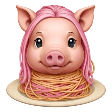   renaissance monalisa pig with pink spaghetti  sticker