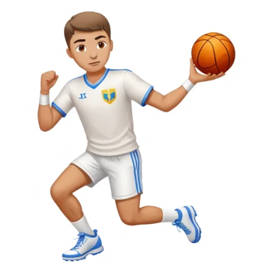 Ukrainian young man in a white embroidered shirt playing sports sticker