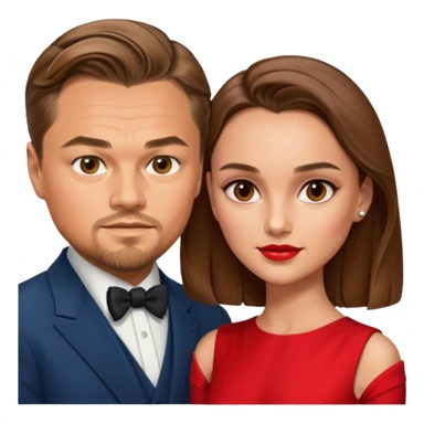 leonardo di caprio and Natalie Portman in a red dress sticker