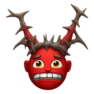 Red devil with horns wearing a crown of thorns sticker