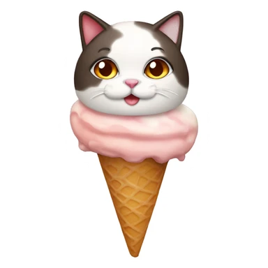 Icecream with fat calico cat sticker