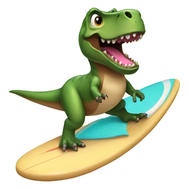 Trex on a surf board wearing a tutu sticker