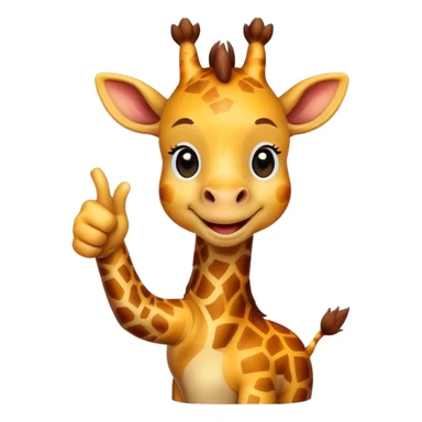 Cartoon dwarf giraffe with a smile, giving a thumbs-up sticker