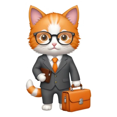 kitten in a suit holding a briefcase and wearing glasses sticker