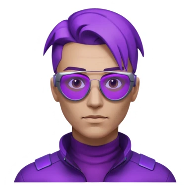 Cyberpunk man head 3d puruple cyber-glasses half rotate face sticker