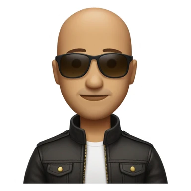 bald man with sunglasses , stubble, and leather jacket sticker