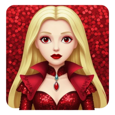 Countess Dracula from Universal Monsters with long blonde hair, dark red sequin outfit sticker