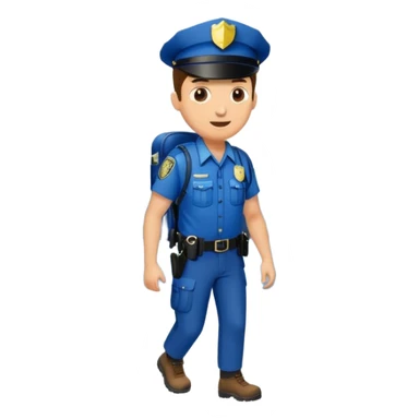 Adventurous man hiking with a police badge with mountains in the background sticker