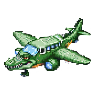cartoon crocodile-airplane hybrid, side view sticker