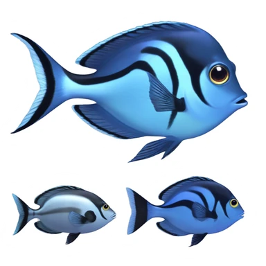 a marine fish named Blue Tang Fish focus on its coloration.  It looks like Dory in movie Finding Nemo.Please respect this fish‘s natural color. There is no white color on its body. sticker