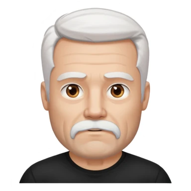 White haired muscled adult man with a black t-shirt. He has white beard with a long goatee. Dark brown eyes and some wrinkles. Attractive, Wolverine vibes. sticker