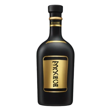 High and slim Black Matt bottle of expensive Vodka with golden letters deluxe sticker