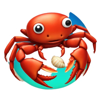 red crab holding a shell in its hands sticker