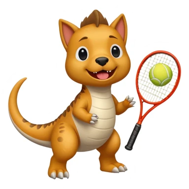 Un chien qui joue au tennis contre un dinosaure sticker