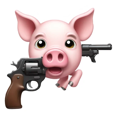 flying pig shooting gun sticker