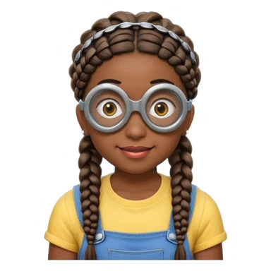 Minion emoji and a smurk like this emoji but a minion so basically that emoji with the goggles and the hair and not a funny head shape 😏  black girl with braids black girl / dark. Skinned girl sticker