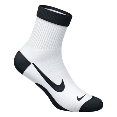 pair of white socks with black Nike swoosh sticker