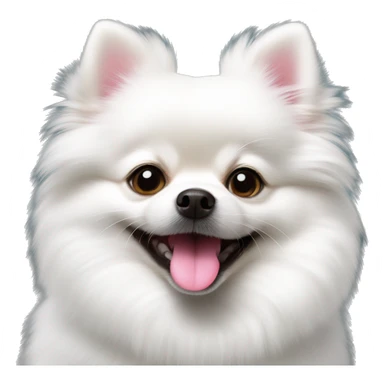 cute white miniature pomeranian with pink tongue sticker