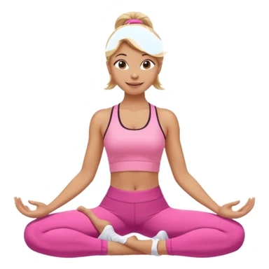 Mujer color de piel moreno claro con cabello rubio, usando un top rosa deportivo y leggins deportivo rosa en una pose de yoga, viendo hacia enfrente con ojos negros y sonriendo sin mostrar los dientes sticker