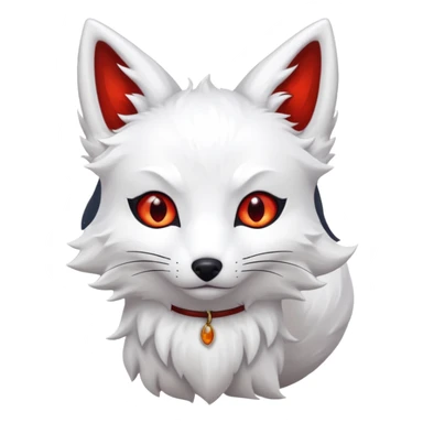 white kitsune with red eyes sticker