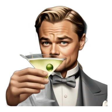 Leonardo DiCaprio in the movie The Great Gatsby with a glass of martini sticker