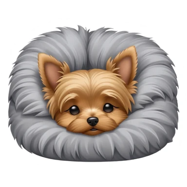 Yorkshire terrier, eyes closed, sleeping on the bed sticker