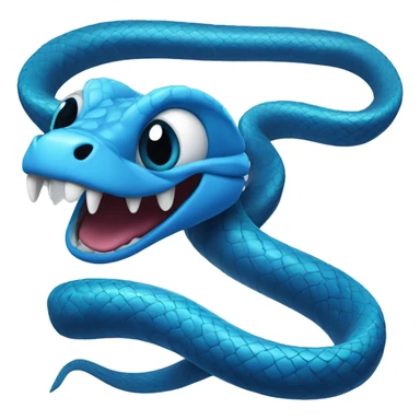 Blue snake with fangs and big eyes sticker