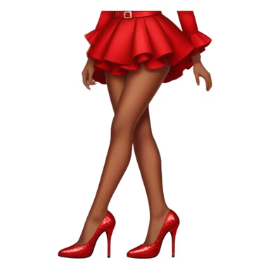 Girl wearing sparkly red heels under a house sticker