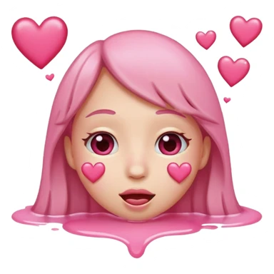 
A drooling, love-struck face emoji with floating pink hearts sticker