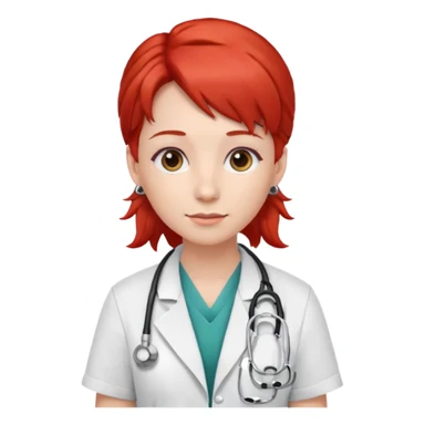 doctor with red hairclips sticker