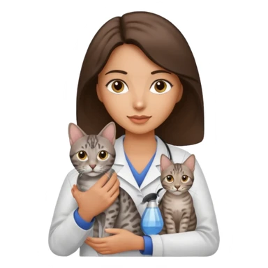 Female pet vet, brunette, Egyptian mau cat sticker
