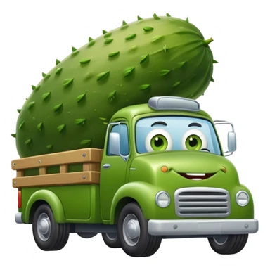 A pickle driving a truck sticker
