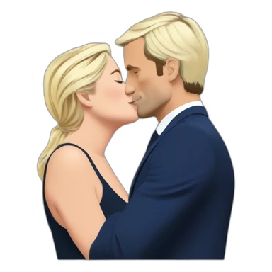 Marine le Pen kiss Emmanuel Macron sticker