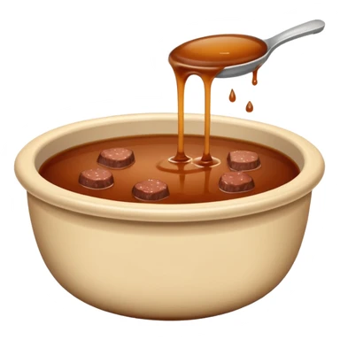 beef stock in a bowl, plain brown liquid, no extra details, emoji style sticker
