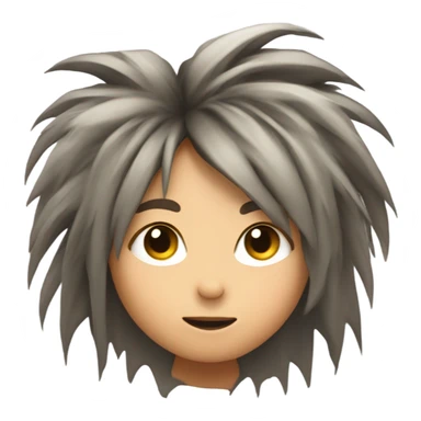 Headbanging girl head with messy hair from headbanging with a hand raised beside the head making an i love you sign with her fingers sticker