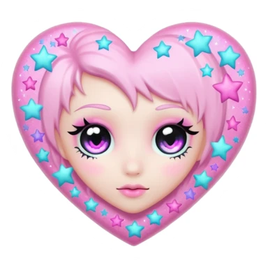 pastel goth heart with pastel stars sticker