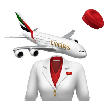 "Emirates Airlines" Flight Attendant with "All Red Cabin Crew Hat" and at left side falling white scarf. sticker