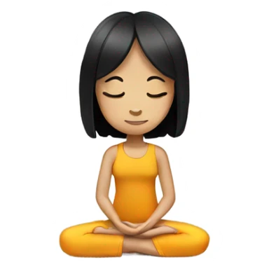 young white girl with black hair meditating sticker