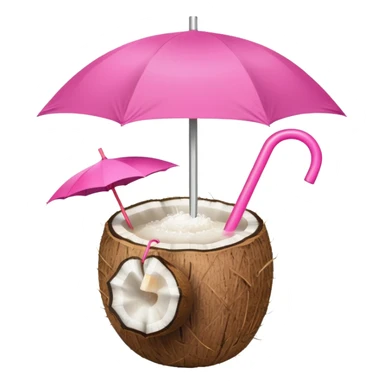 coconut drink with pink umbrella and a pink straw sticker