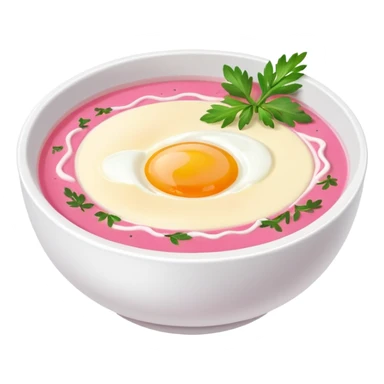 Lithuanian pink cold soup with half cut egg in the middle  sticker