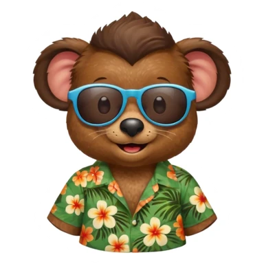 mole with aloha shirt wearing sunglasses sticker