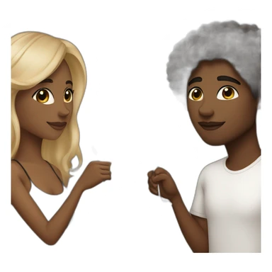A black female with brown eyes and blond medium long hair and a black male with brown eyes and black hair low fade, they toast to each other with a glass of white wine. sticker