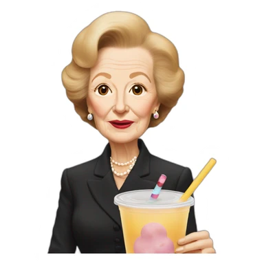 margaret thatcher as bubble tea sticker