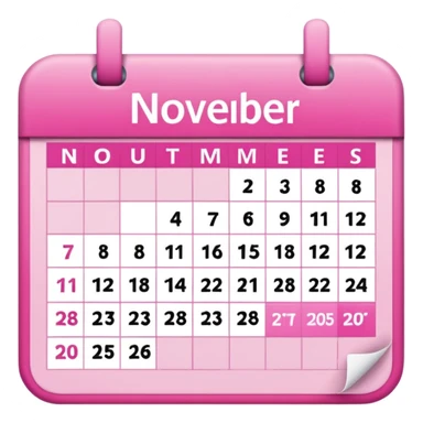 pink calendar of november 2025 in poppins text form sticker