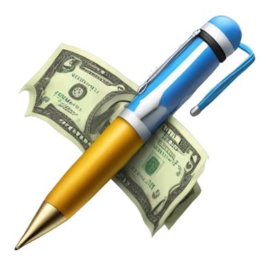 make a very fancy pen that has a dollar ($) type of arrow pointer towards a bag of money (copywriting) to indicate people that you make money by persuading people through writing sticker