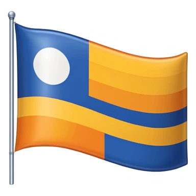 A flag whit darkblue, blue, white, yellow and orange and has 5 stripes white in the middle, blue in next to white left, yellow next to white right, orange next to yellow right, dark blue next to blue left sticker