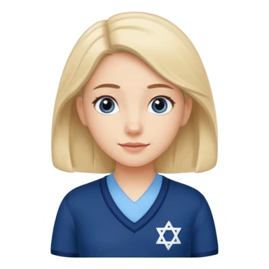 cute school girl jewish blue shirt navy jumper with light blue by the v neck on the jumper sticker