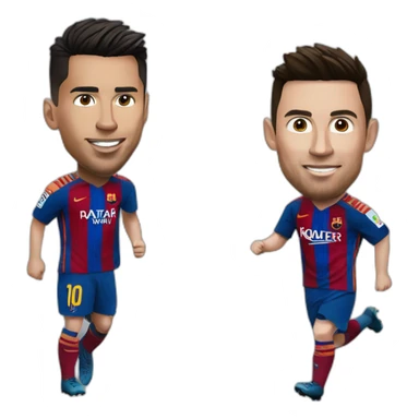 ronaldo and messi playing football sticker