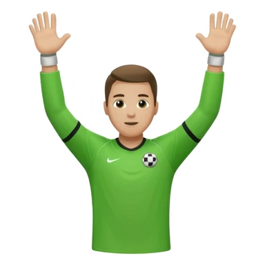 soccer goalkeeper wearing a green shirt, shorts, socks and football boots, with arms raised sticker
